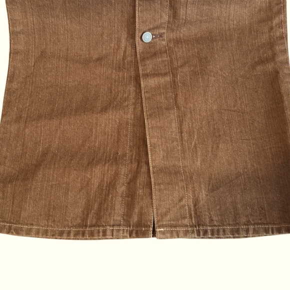 Elegant Brown A-Line Denim Skirt - Picture 5 of 12